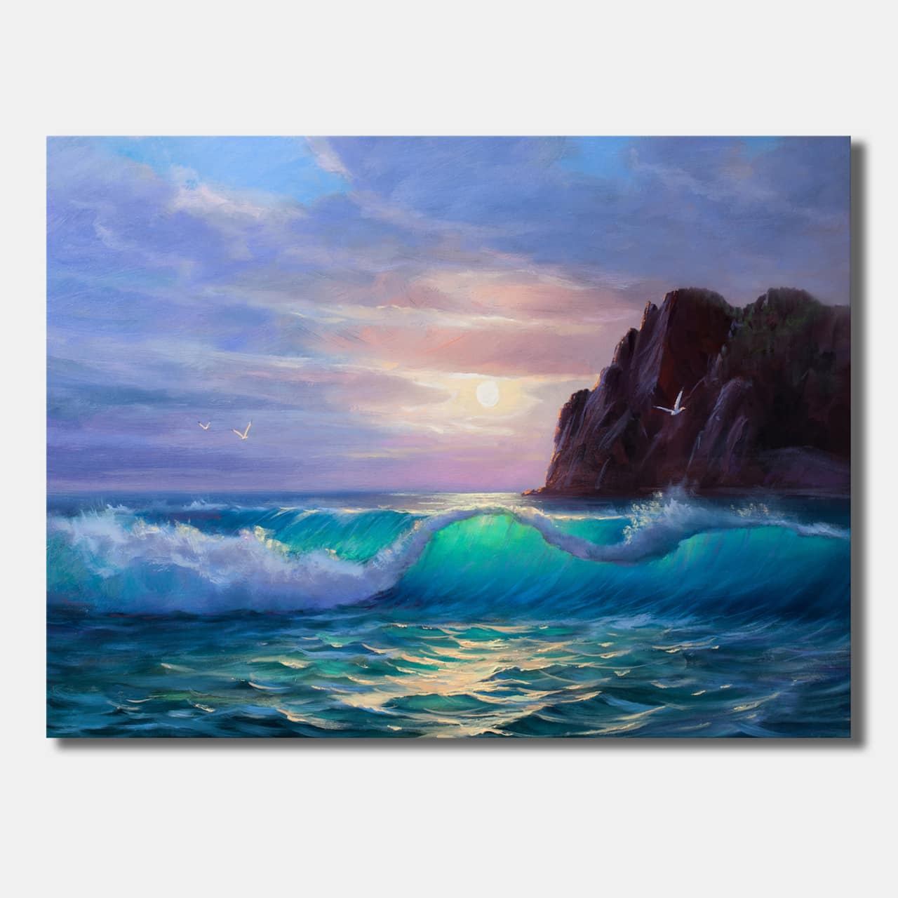 Designart - Sunshine Reflecting Throug Braking Waves II - Coastal Canvas Wall Art Print